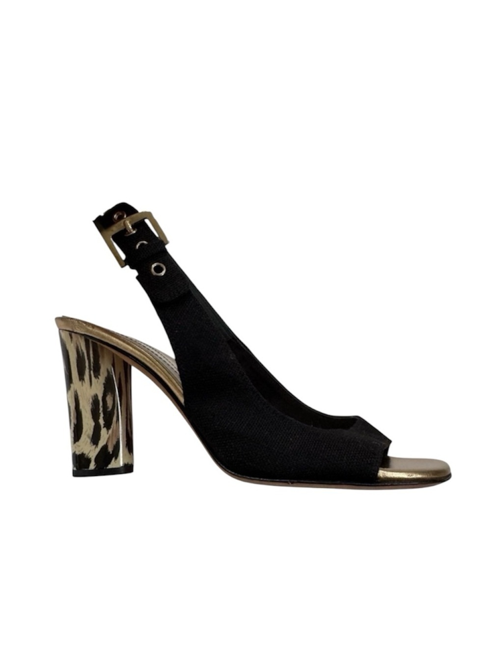 kate spade Italian Slingback Fabric Open Toe Sandal Shoe Leopard Heel Size 6